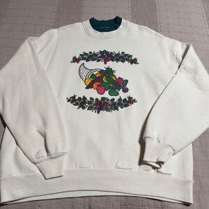 Vintage Gopher Sport White Cotton Crewneck Thanksgiving Graphic Sweatshirt 1X